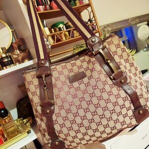 Brown and beige letter bag